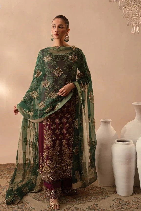 Abeera Usman - Burgundy Dusk Pakistani fashion outfit in burgundy…
